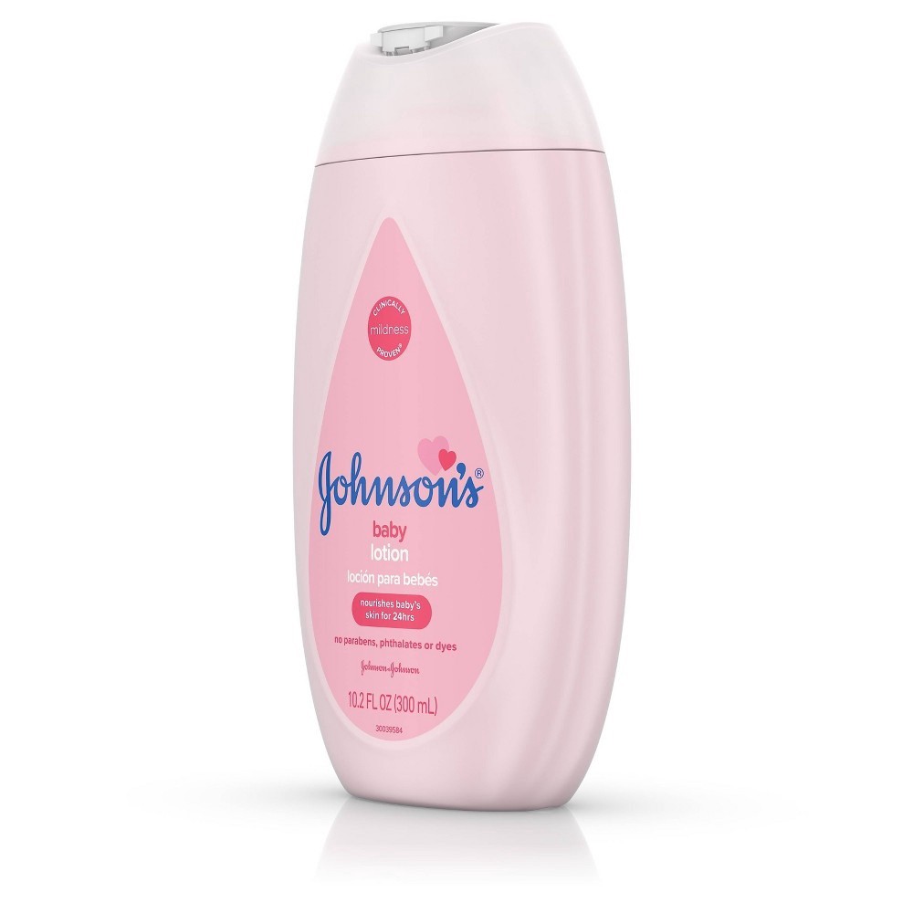 slide 4 of 8, Johnson's Moisturizing Pink Baby Lotion with Coconut Oil, Gentle, Nourishing Baby Body Lotion, Hypoallergenic, Paraben-Free, Dye-Free, Phthalate-Free, 10.2 fl. oz, 10.2 oz