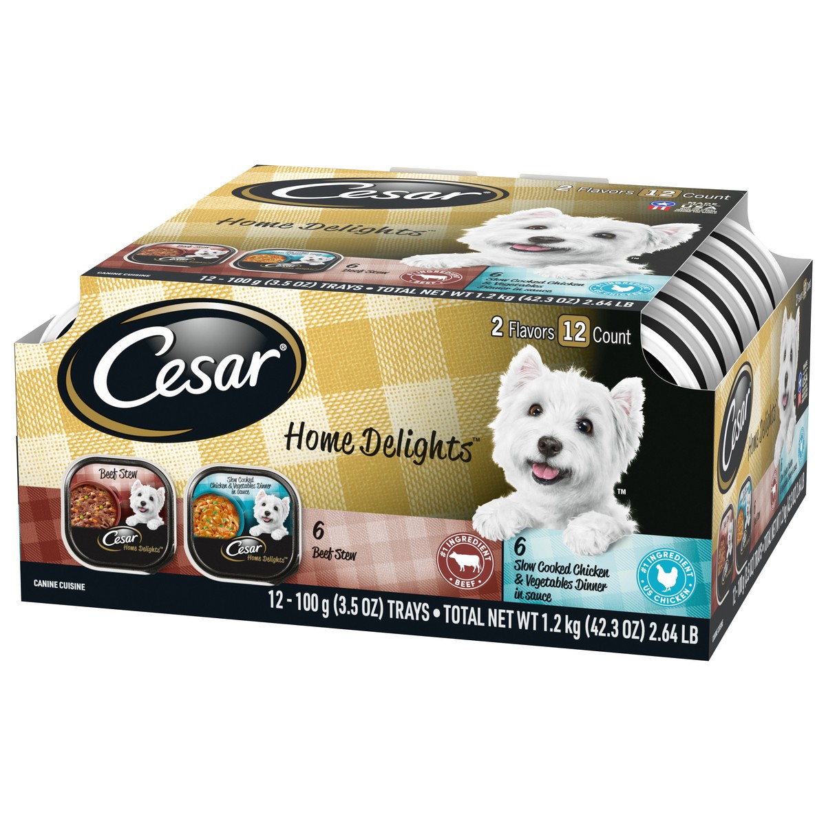 slide 8 of 8, Cesar Home Delights, Vegetable, Chicken & Beef Flavor Adult Wet Dog Food - 2.64lbs/12ct, 12 ct; 3.5 oz