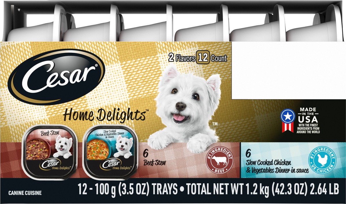 slide 7 of 8, Cesar Home Delights, Vegetable, Chicken & Beef Flavor Adult Wet Dog Food - 2.64lbs/12ct, 12 ct; 3.5 oz