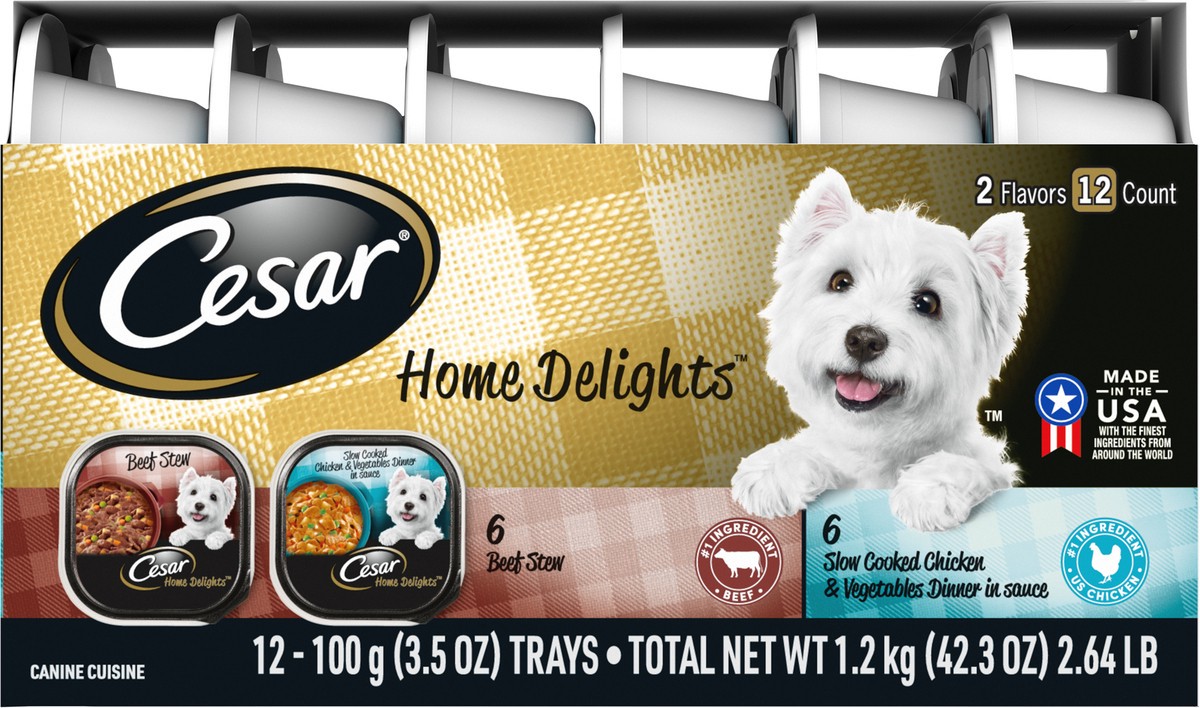 slide 6 of 8, Cesar Home Delights, Vegetable, Chicken & Beef Flavor Adult Wet Dog Food - 2.64lbs/12ct, 12 ct; 3.5 oz