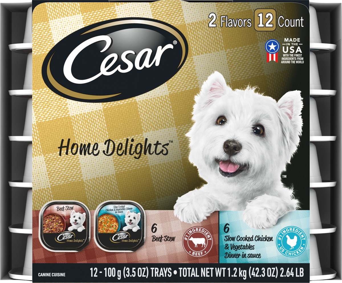 slide 4 of 8, Cesar Home Delights, Vegetable, Chicken & Beef Flavor Adult Wet Dog Food - 2.64lbs/12ct, 12 ct; 3.5 oz