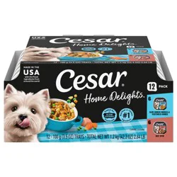 Cesar Home Delights Slow Cooked Chicken & Vegetables Dinner/Beef Stew Canine Cuisine 12 - 3.5 oz Trays