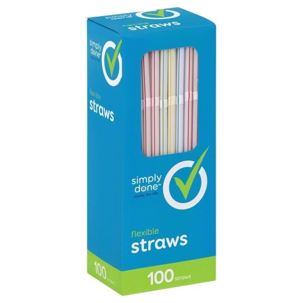 slide 1 of 4, Simply Done Flexible Straws, 100 ct