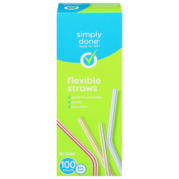 slide 1 of 4, Simply Done Flexible Straws, 100 ct