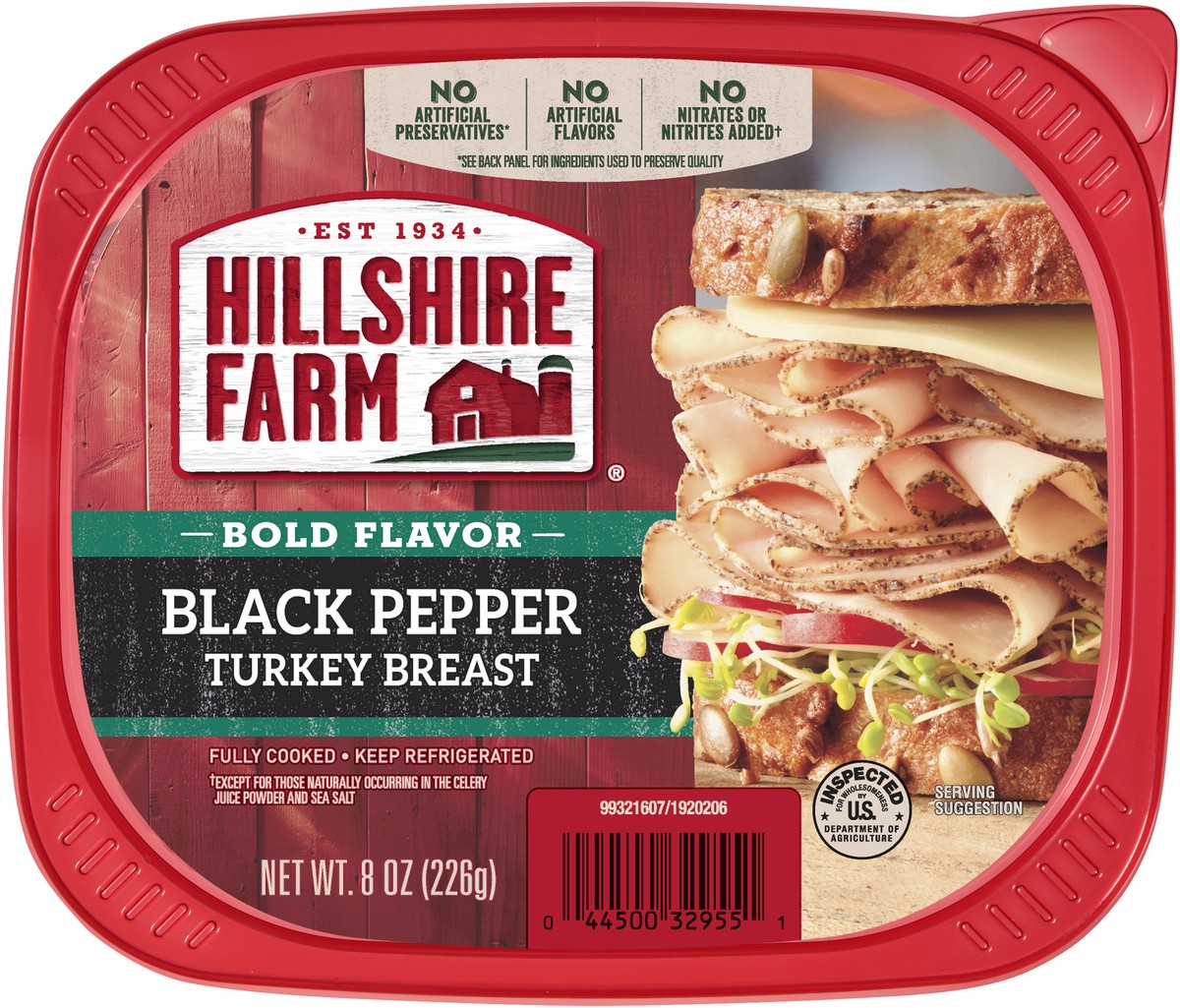 slide 2 of 2, Hillshire Farm Bold Flavor Black Pepper Turkey Breast Sandwich Meat, 8 oz, 226.80 g