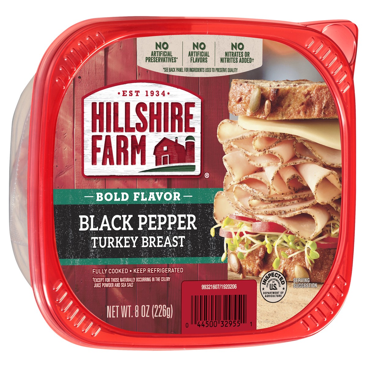 slide 1 of 2, Hillshire Farm Bold Flavor Black Pepper Turkey Breast Sandwich Meat, 8 oz, 226.80 g
