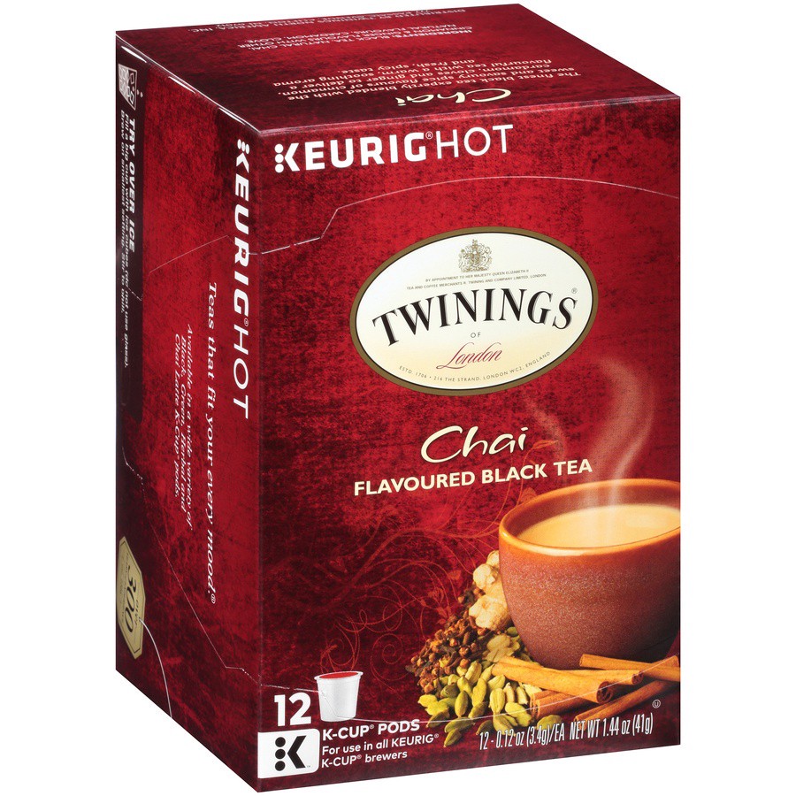 slide 2 of 7, Twinings of London Chai Flavoured Black Tea 12 ct K-Cup Pods 1.44 oz. Box, 1.44 oz