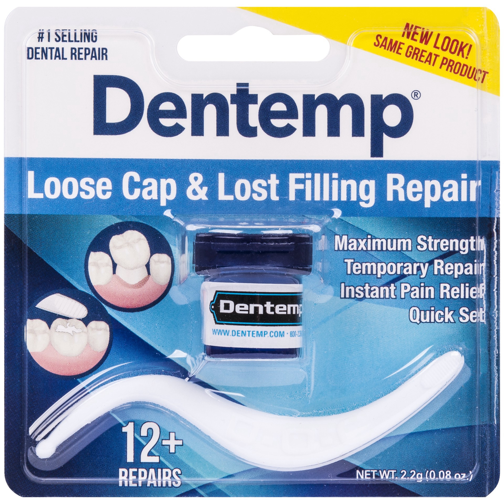 slide 1 of 4, Dentemp Loose Cap & Lost Filling Repair Set, 12+ Repairs, 1 ct