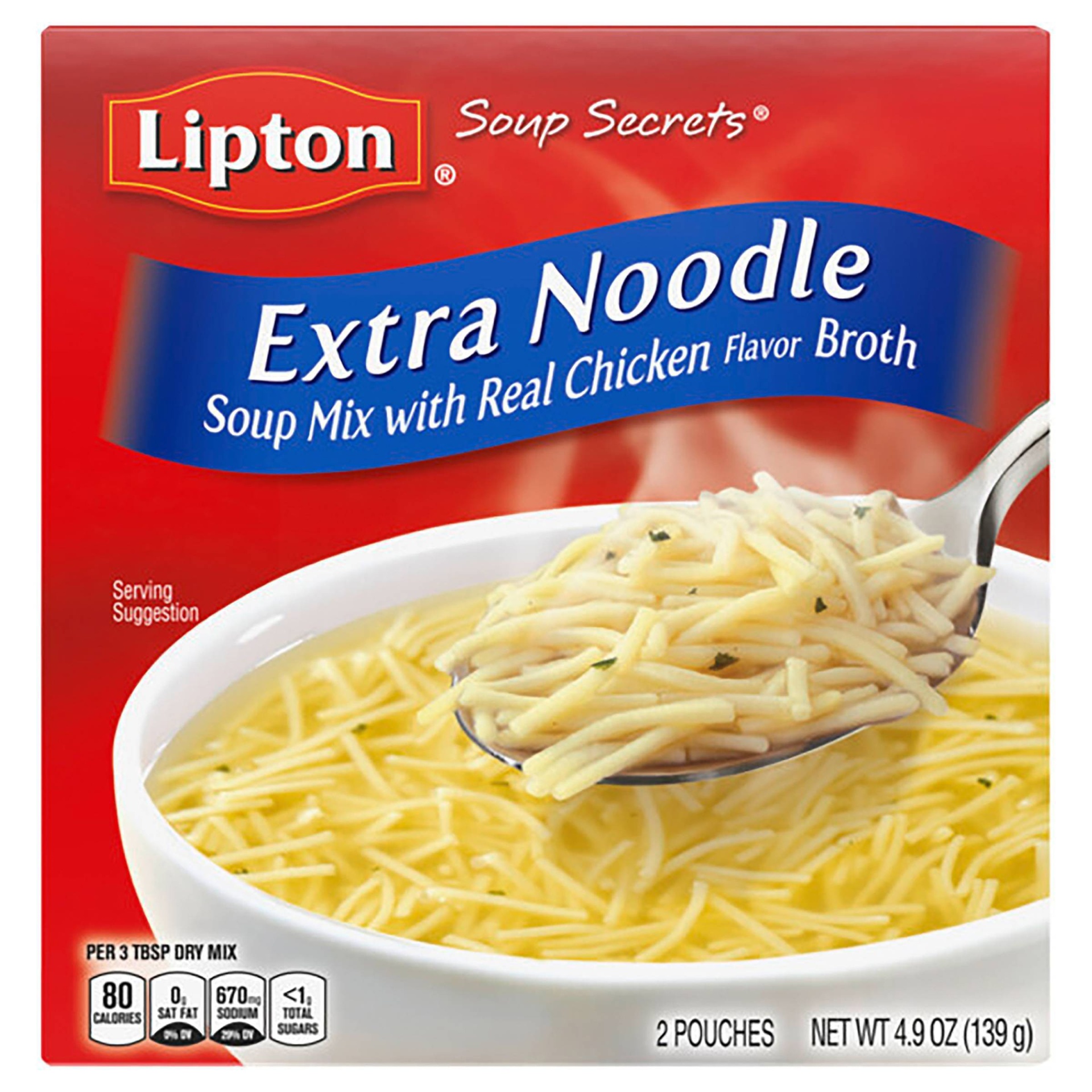 slide 1 of 3, Lipton Soup Secrets Extra Noodle Soup Mix - 4.9oz/2pk, 4.9 oz