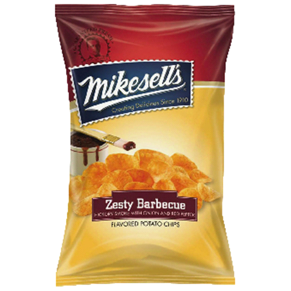 slide 1 of 1, Mikesell's Zesty BBQ Potato Chips, 9.5 oz
