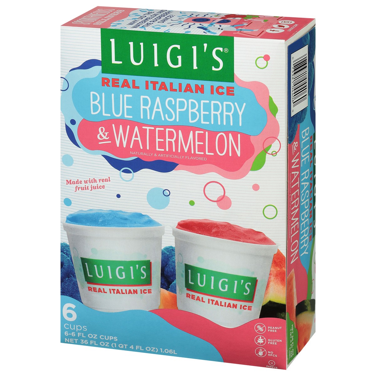 slide 3 of 9, Luigi's Blue Raspberry & Watermelon Real Italian Ice 6 - 6 fl oz Cups, 36 fl oz