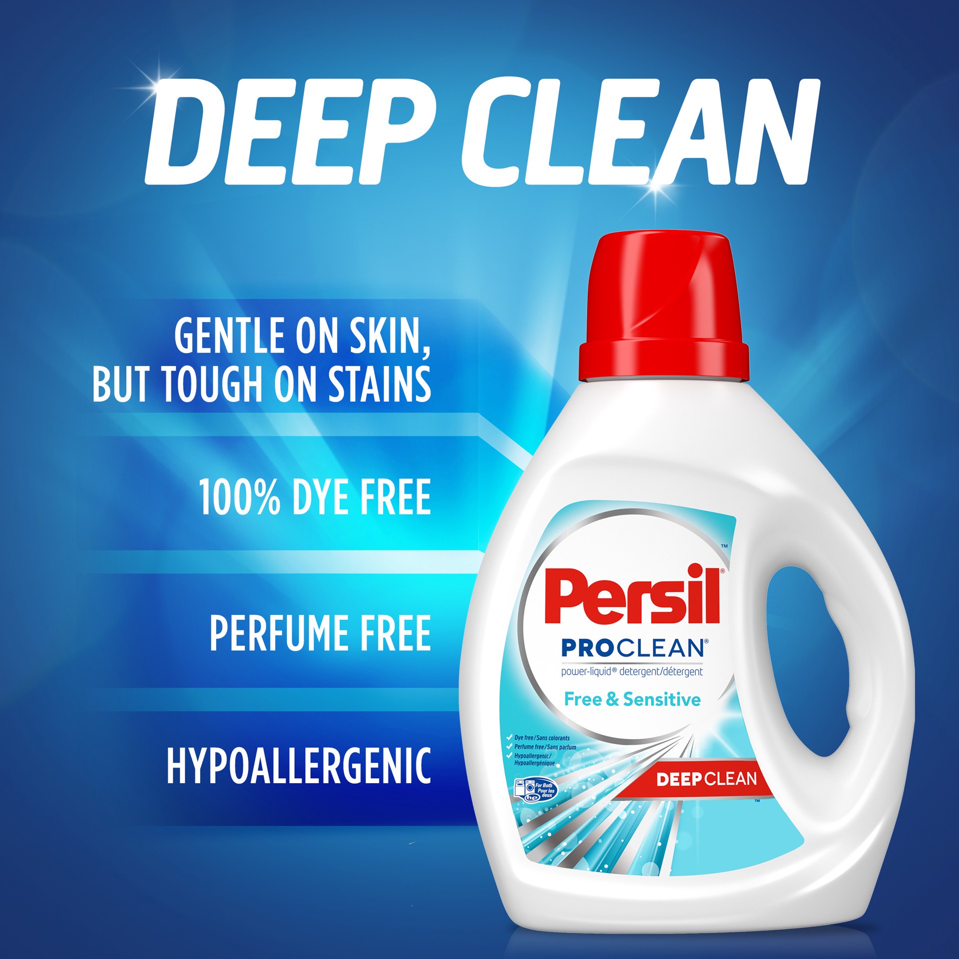 slide 3 of 3, Persil Laundry Detergent Liquid, Free and Sensitive, Unscented and Hypoallergenic for Sensitive Skin, 100 Fluid Ounces, 64 Loads, 100 fl oz