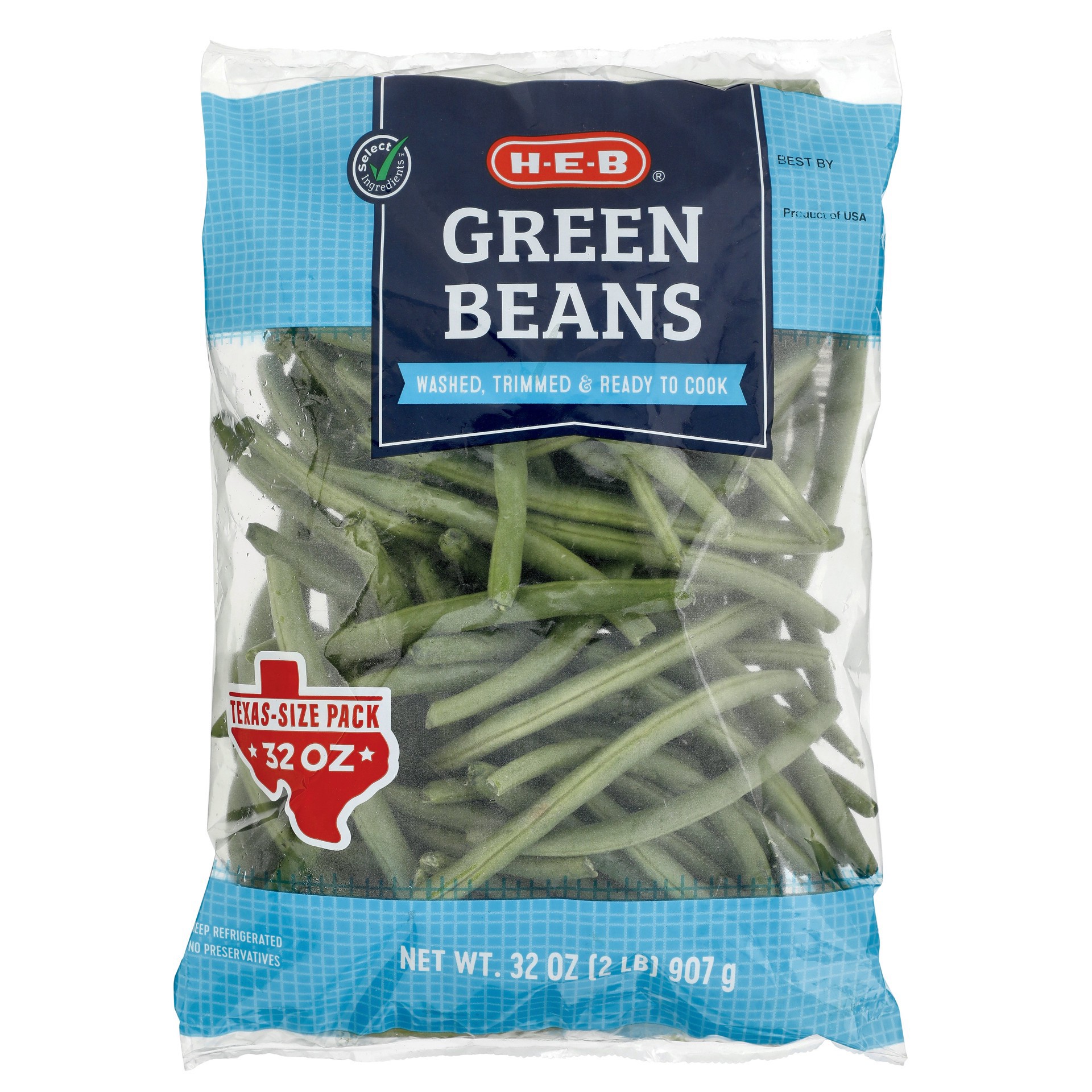 slide 1 of 1, H-E-B Fresh Green Beans - Texas-Size Pack, 2 lb