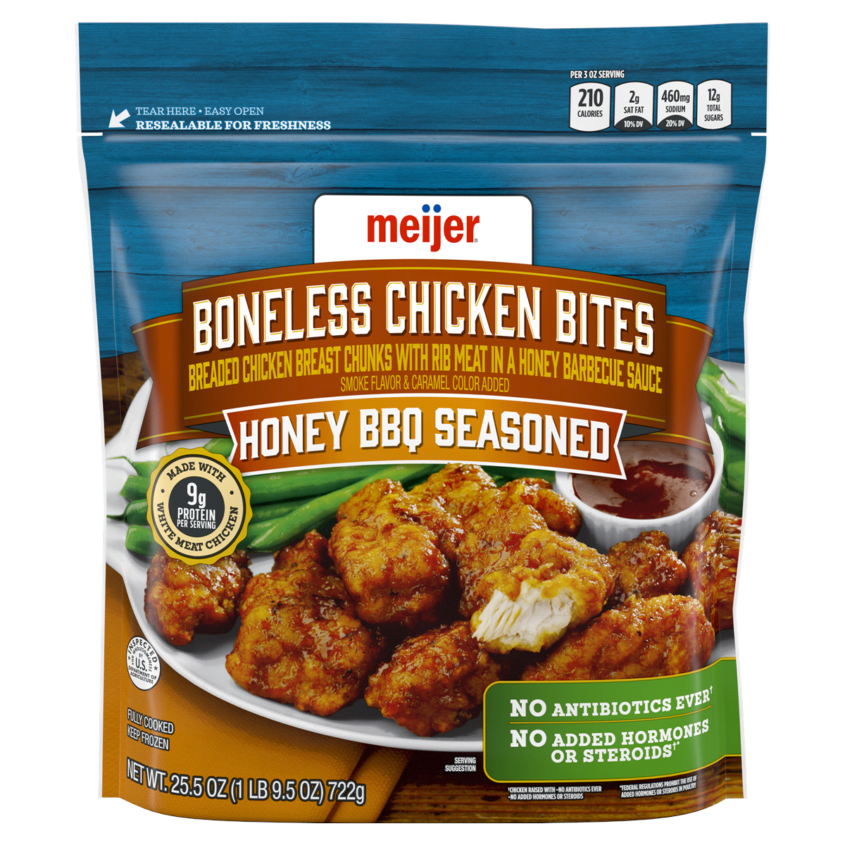 slide 1 of 2, Meijer Honey BBQ Seasoned Boneless Chicken Bites, 25.5 oz