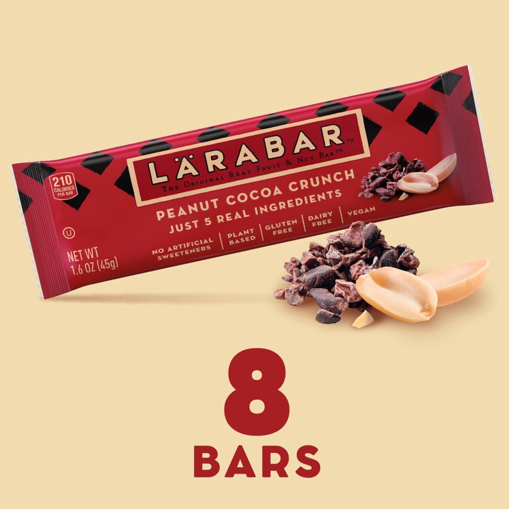 slide 2 of 6, Larabar Peanut Cocoa Crunch Fruit and Nut Bars, 8 ct; 1.6 oz