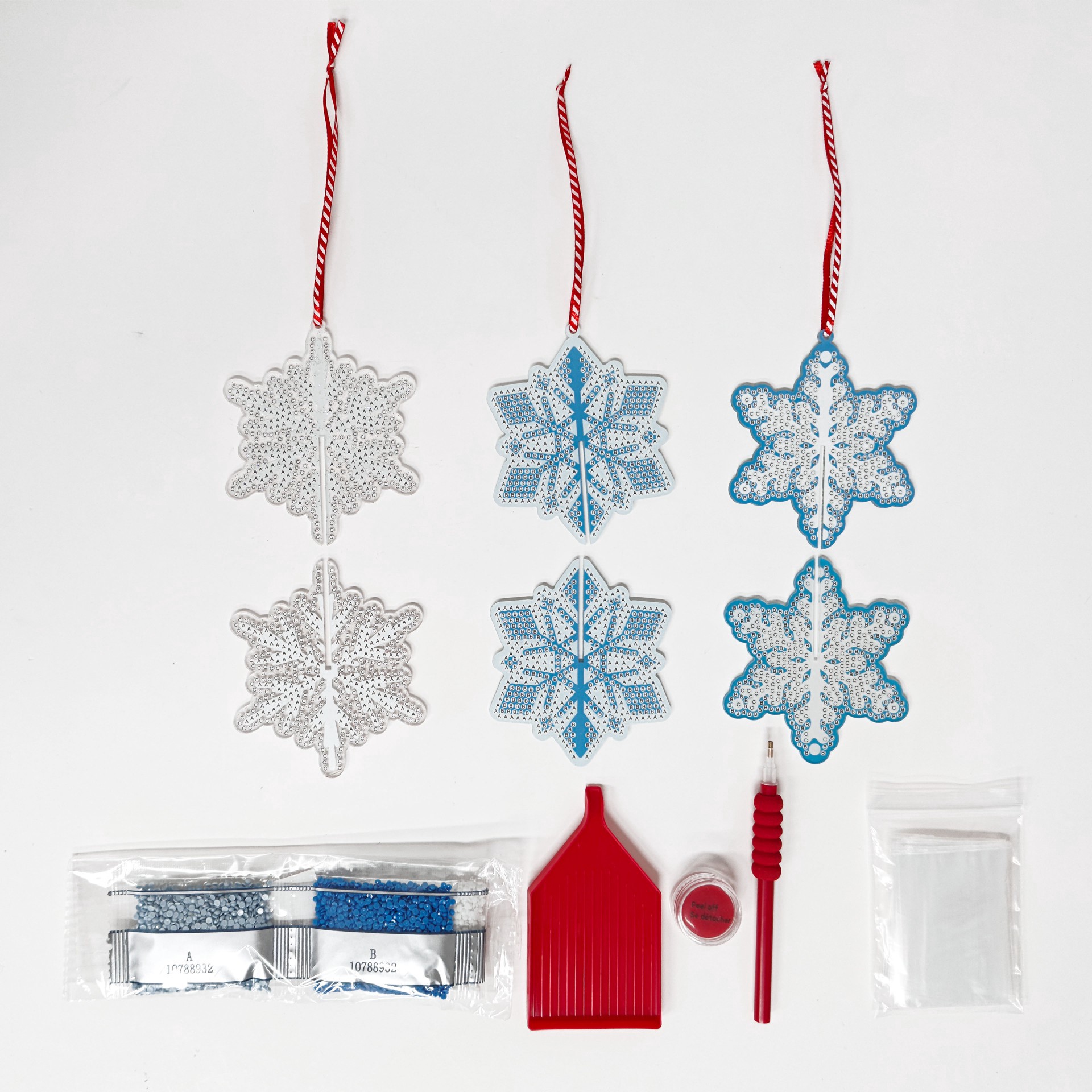 slide 3 of 3, 3d Snowflake Ornament Diamond Art Kit By Make Market, 3.2 in x 3.9 in