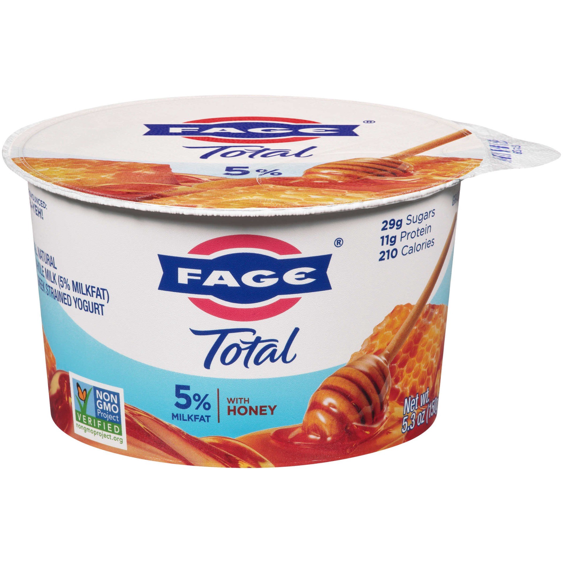 slide 1 of 10, Fage Total Whole Milk Greek Strained Yogurt Honey, 5.3 oz