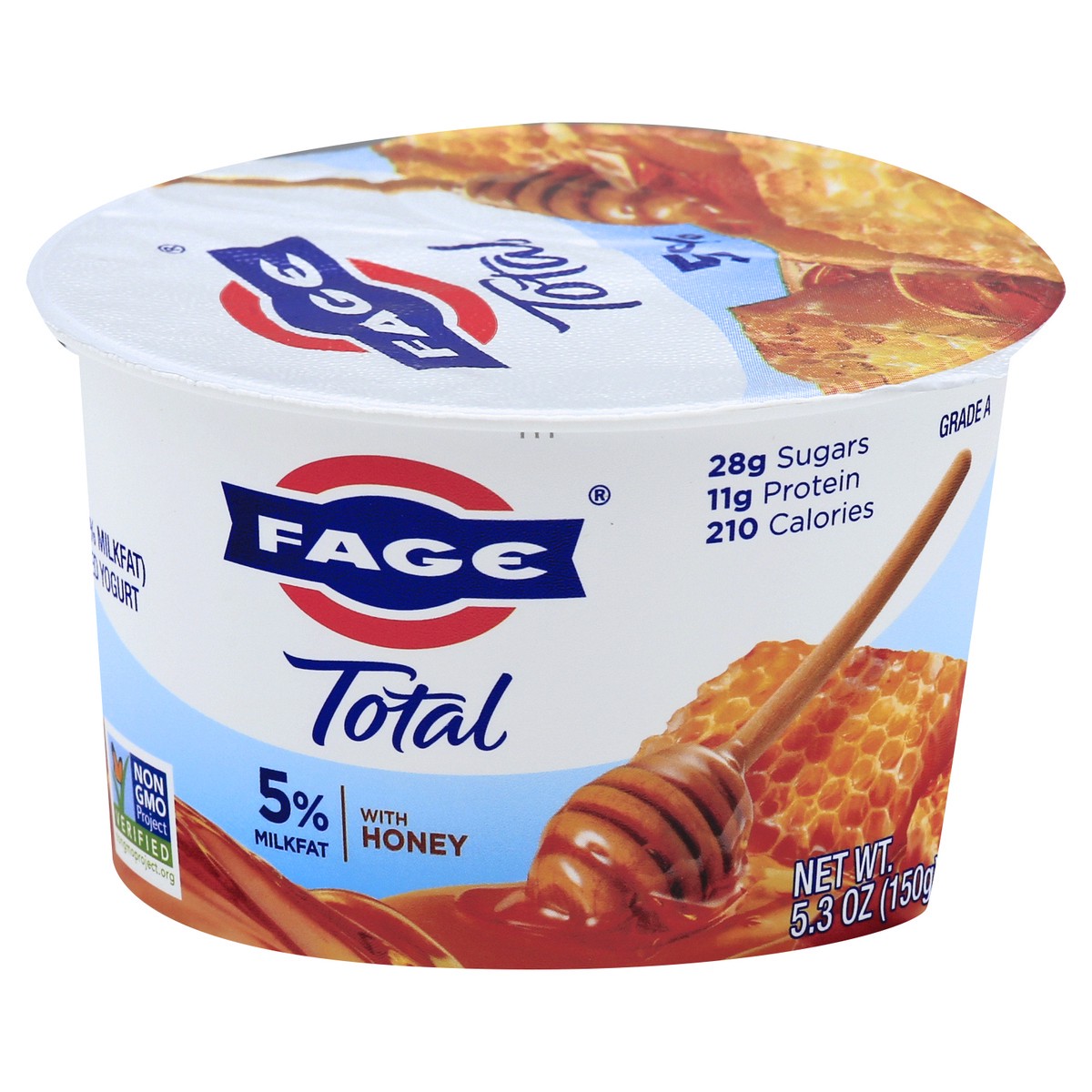 slide 4 of 10, Fage Total Whole Milk Greek Strained Yogurt Honey, 5.3 oz