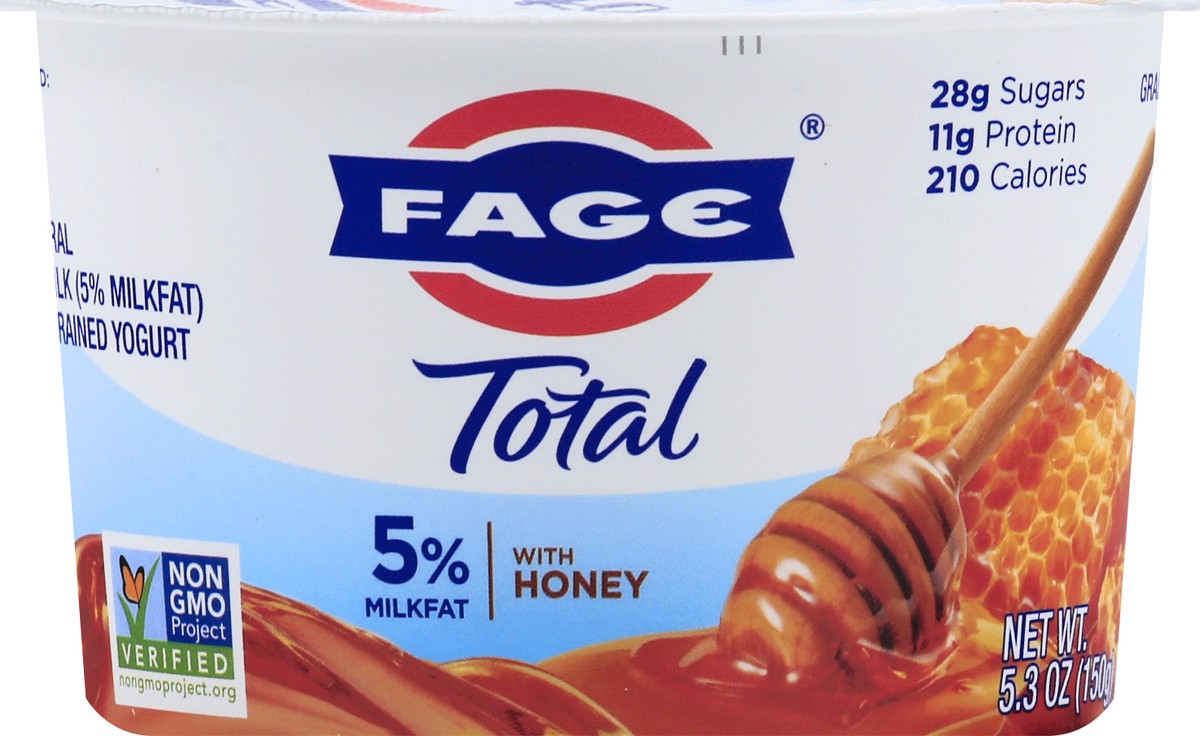 slide 9 of 10, Fage Total Whole Milk Greek Strained Yogurt Honey, 5.3 oz