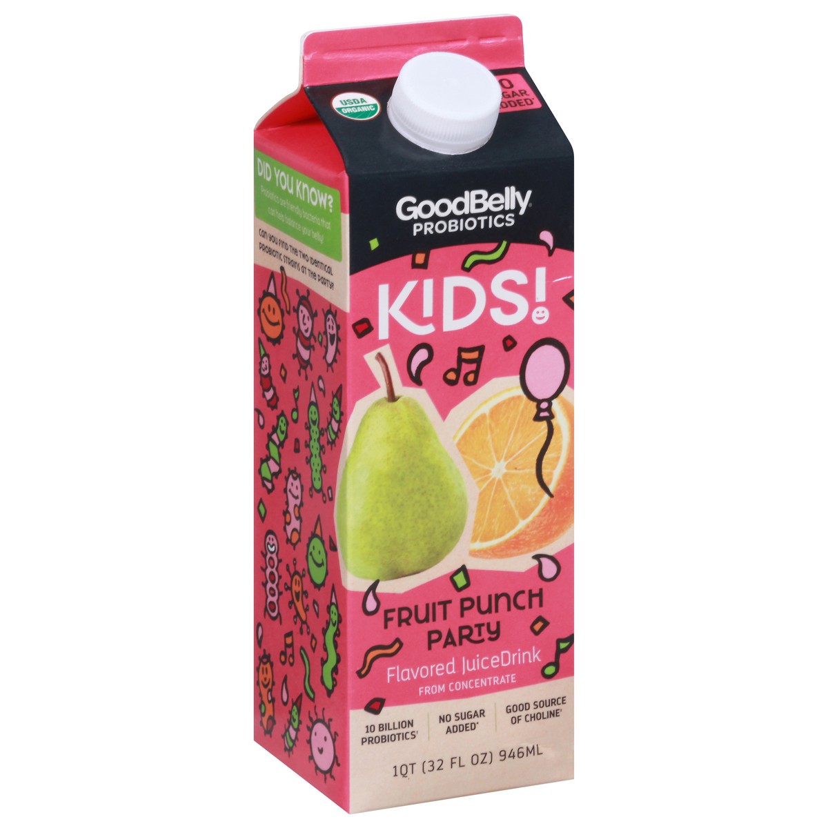 slide 5 of 9, GoodBelly Probiotics Kids Fruit Punch Party JuiceDrink - 32 fl oz, 32 fl oz