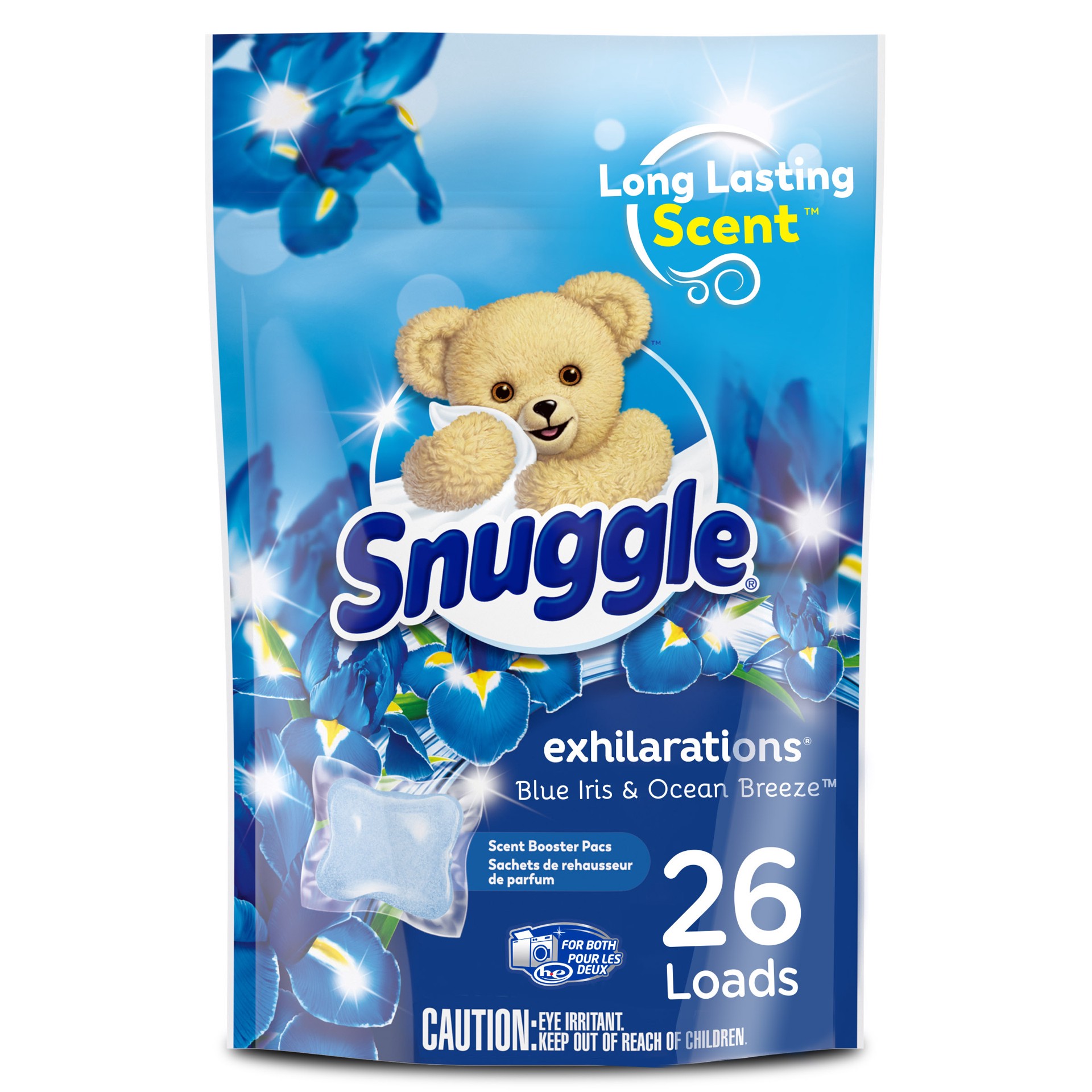 slide 3 of 3, Snuggle Exhilarations Blue Iris & Ocean Breeze Scent Booster Pacs 18.3 oz, 26 ct