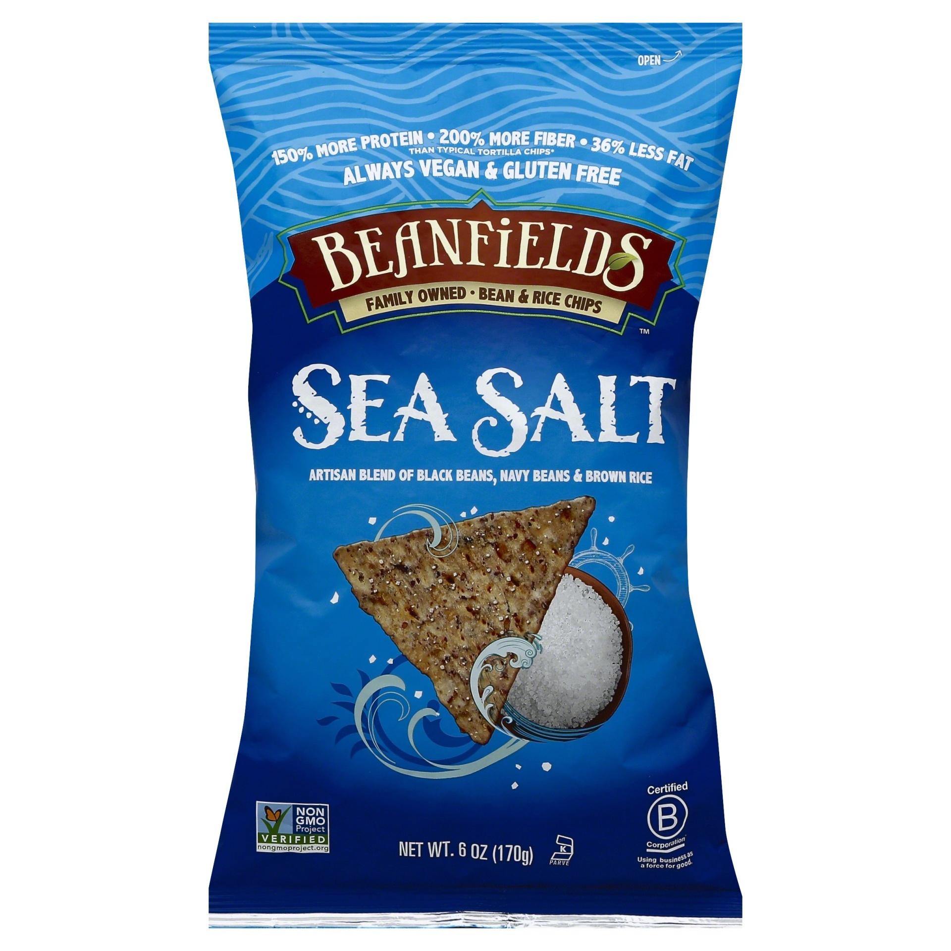 slide 1 of 1, Beanfields Sea Salt Bean & Rice Chips, 6 oz