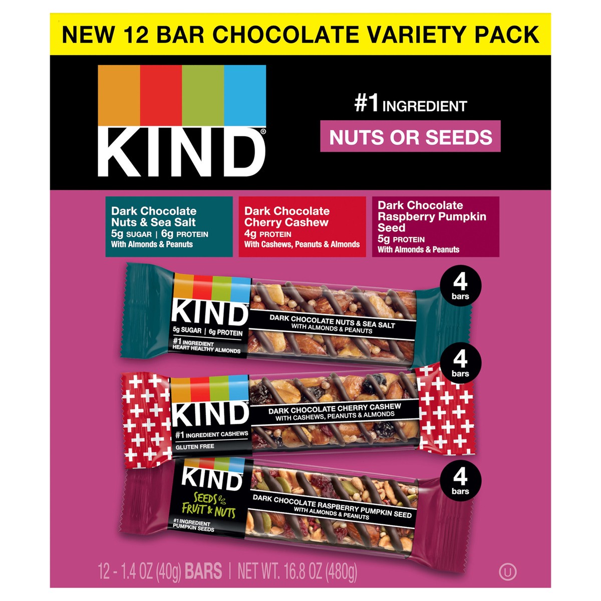 slide 1 of 11, KIND Chocolate Nut Bar Variety Pack, 12 ct