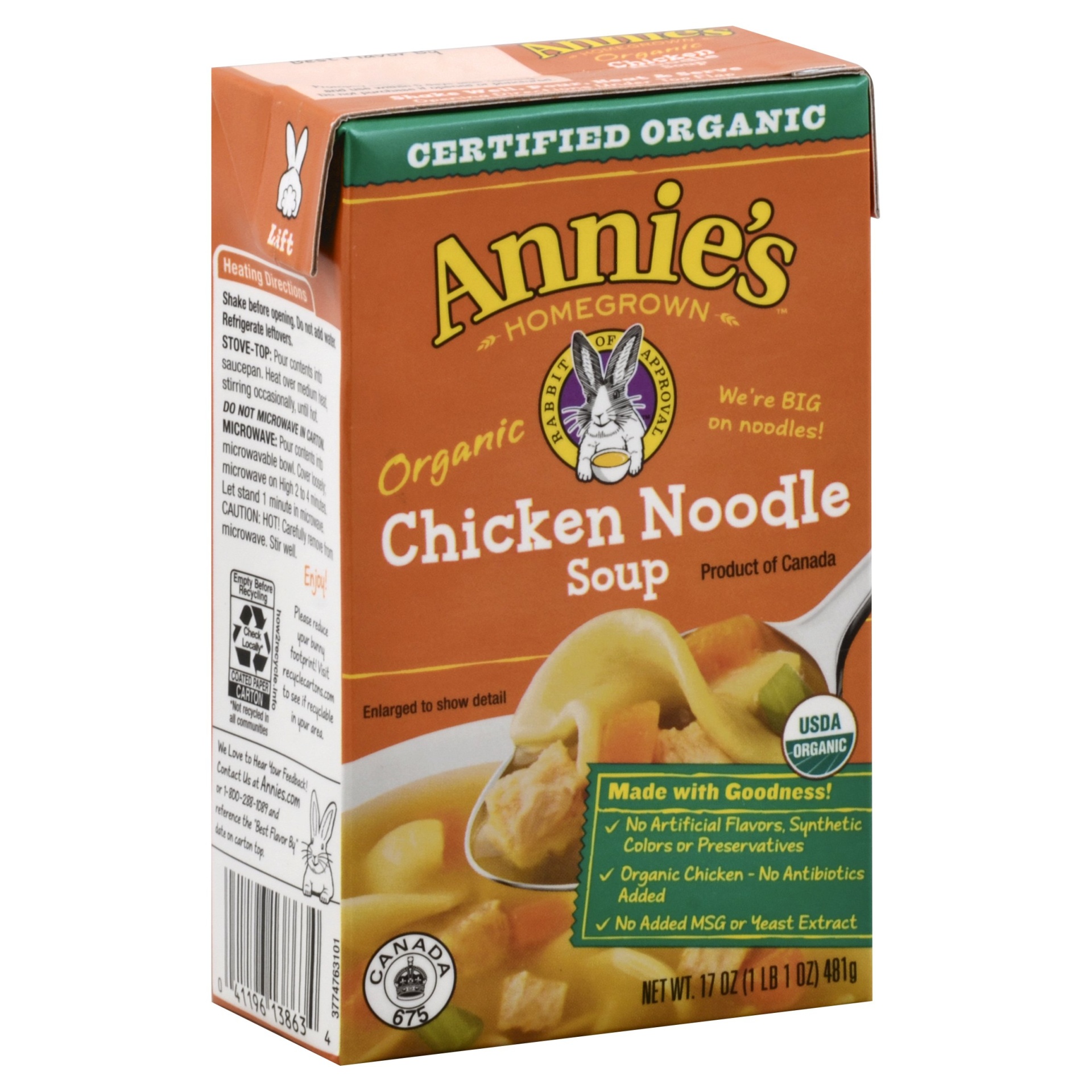 slide 1 of 4, Annie's Organic Chicken Noodle Soup, 17 oz