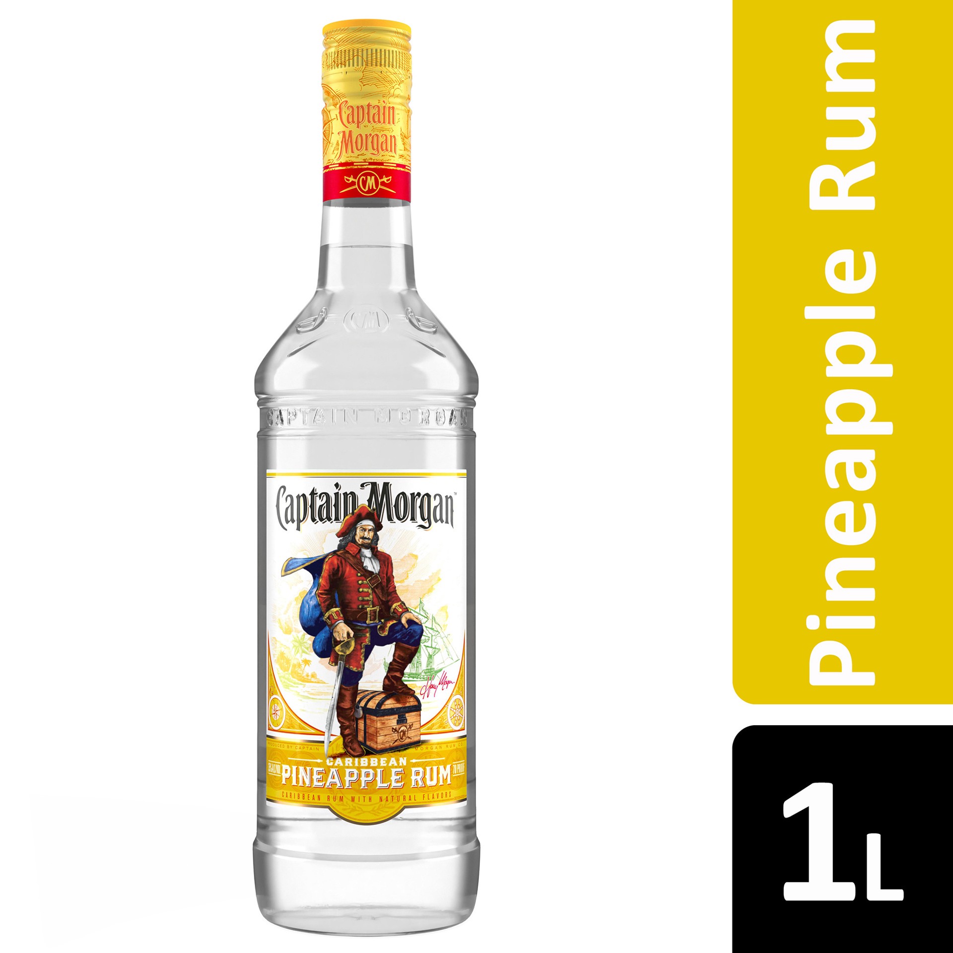 slide 2 of 4, Captain Morgan Pineapple Rum, 1 L, 1 liter