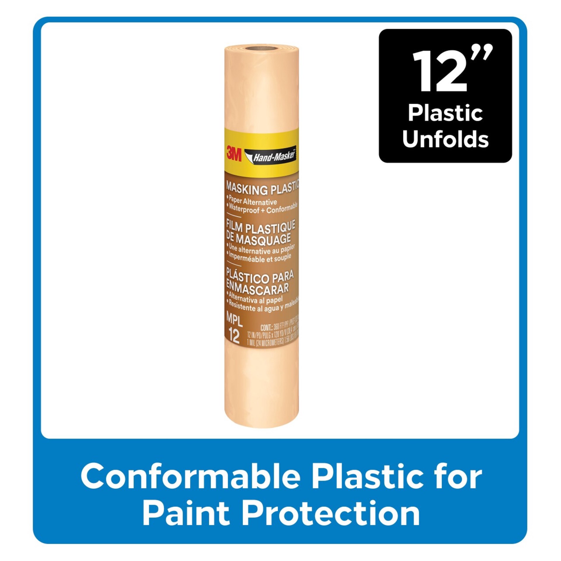 slide 2 of 4, 3m Hand-Masker Masking Plastic, 12 in x 120 yd