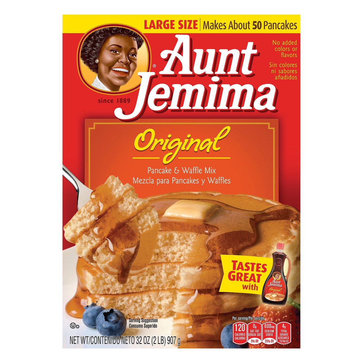 slide 1 of 1, Aunt Jemima Large Size Original Pancake & Waffle Mix 32 oz, 32 oz