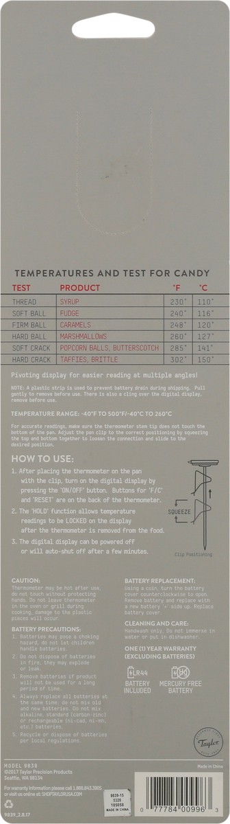 slide 6 of 9, Taylor Digital Candy Thermometer 1 ea, 1 ct