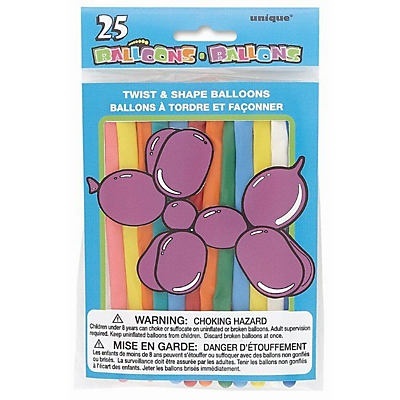 slide 1 of 1, Unique Industries Twist & Shape Balloons, 25 Count, 1 ct