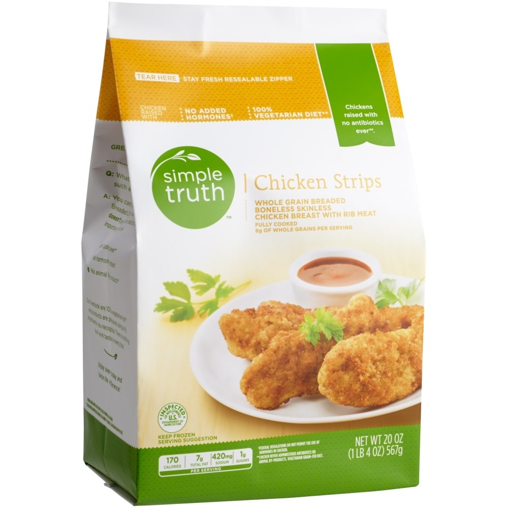 slide 1 of 1, Simple Truth Breaded Chicken Strips, 20 oz