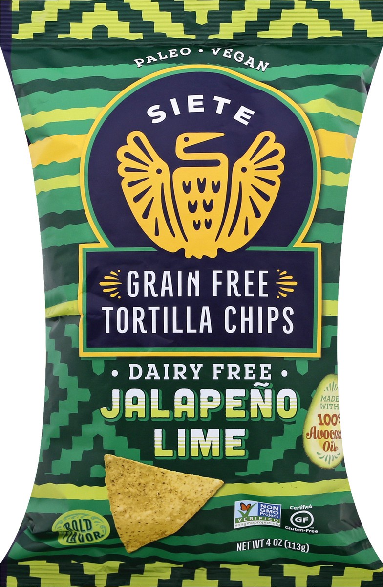 slide 1 of 9, Siete Grain Free Dairy Free Jalapeno Lime Tortilla Chips 4 oz, 4 oz