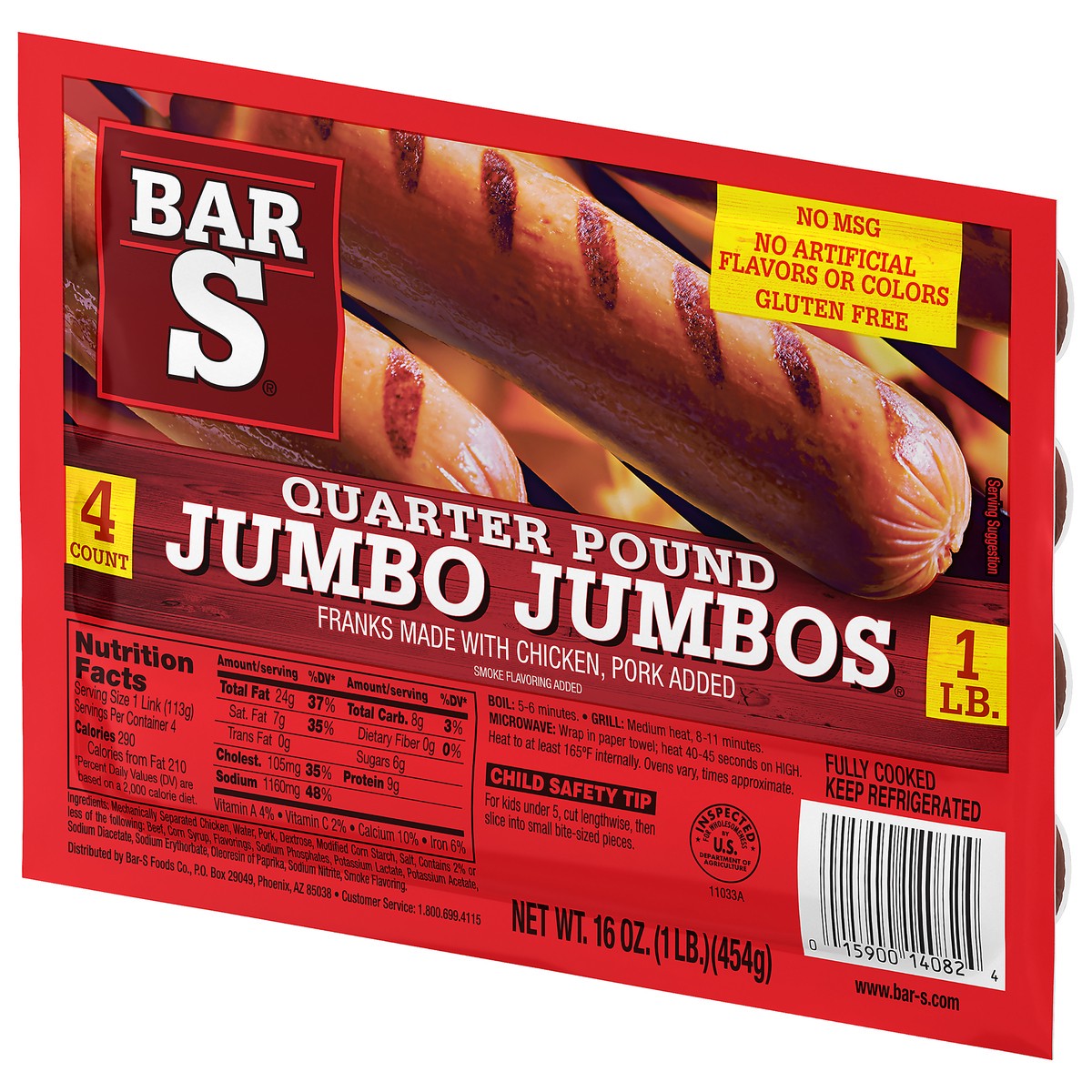 slide 11 of 11, Bar-S Jumbo Classic Franks, 16 oz