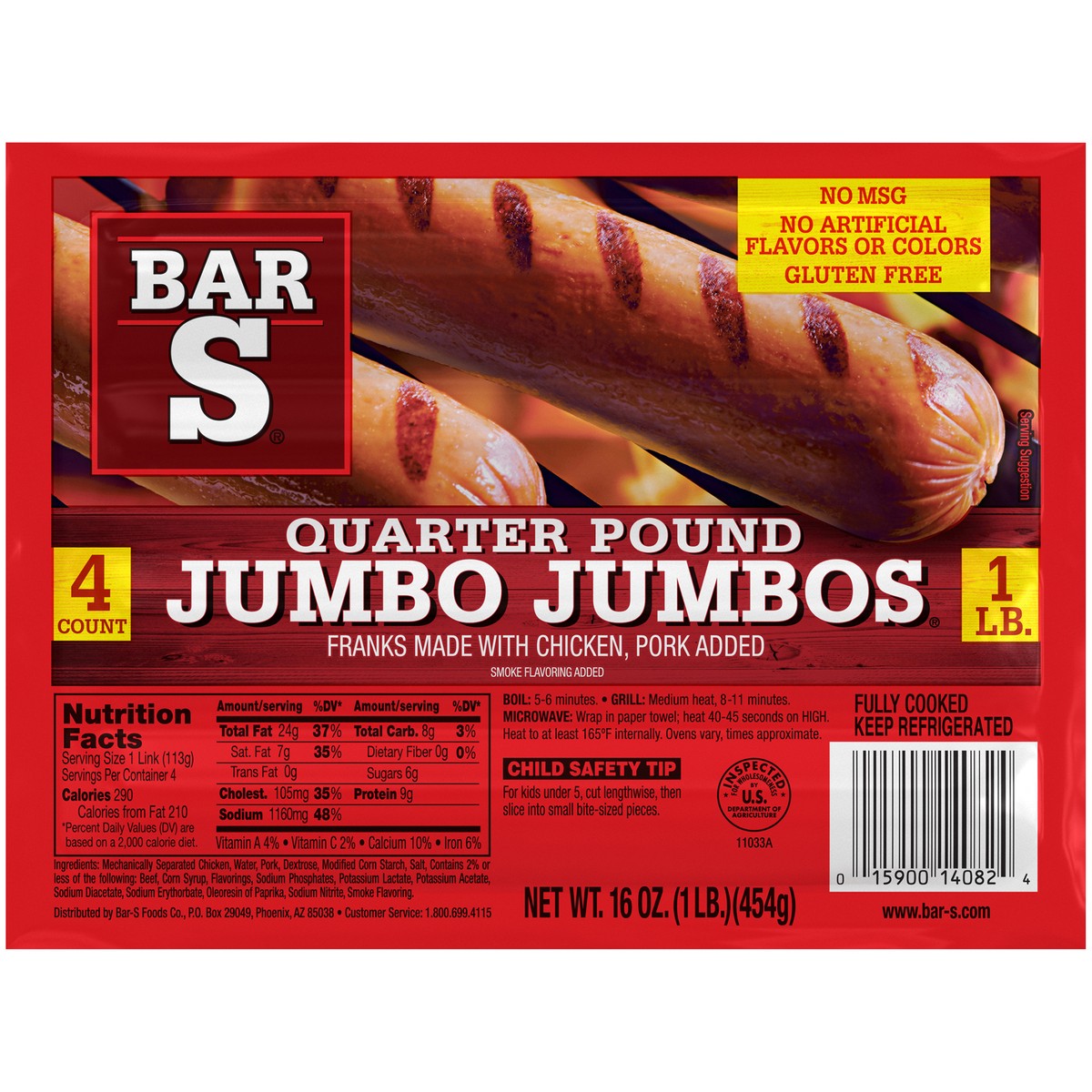 slide 1 of 11, Bar-S Jumbo Classic Franks, 16 oz