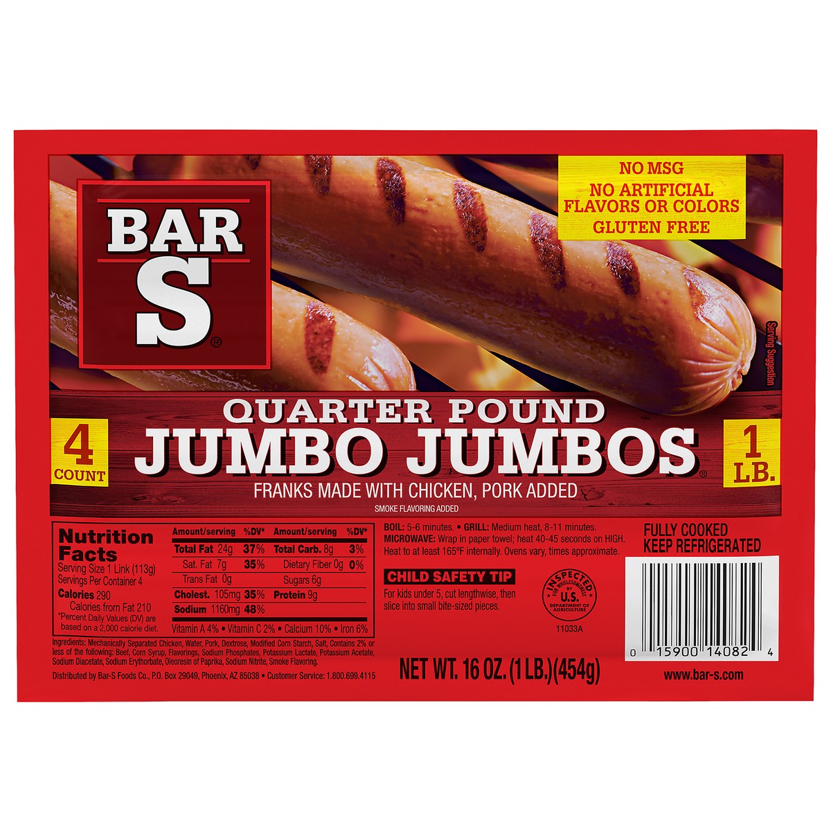 slide 6 of 11, Bar-S Jumbo Classic Franks, 16 oz