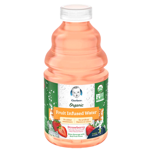 slide 1 of 1, Gerber Organic 12+ Months Toddler Strawberry Fruit Infused Water Toddler 32 fl oz Bottle, 32 fl oz