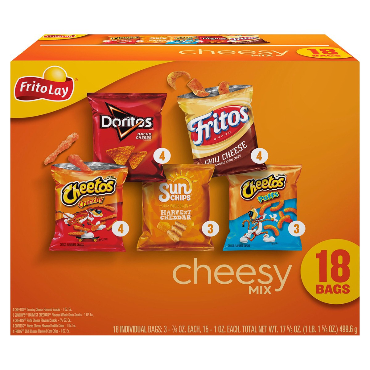 slide 1 of 1, Frito-Lay Cheesy Chip & Snack Mix, 18 Individual Bags, 18 ct