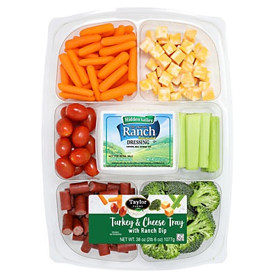 slide 1 of 1, Taylor Farms Turkey & Cheese Vegetable Tray with Ranch Dip, 1 ct