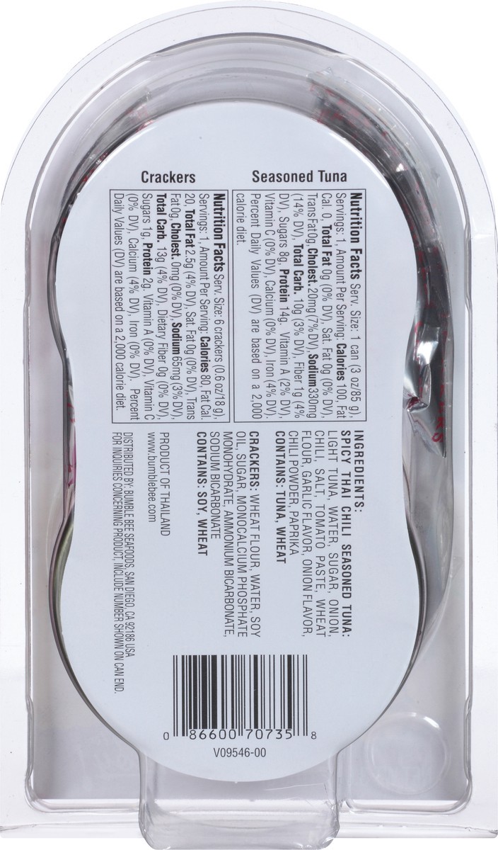 slide 6 of 11, Bumble Bee Sensations Spicy Thai Chili Seasoned Tuna Medley With Crackers, 3.6 oz