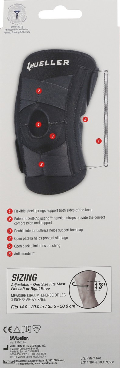 slide 8 of 12, Mueller Self-Adjusting One Size Fits Most Knee Stabilizer 1 ea, 1 ct