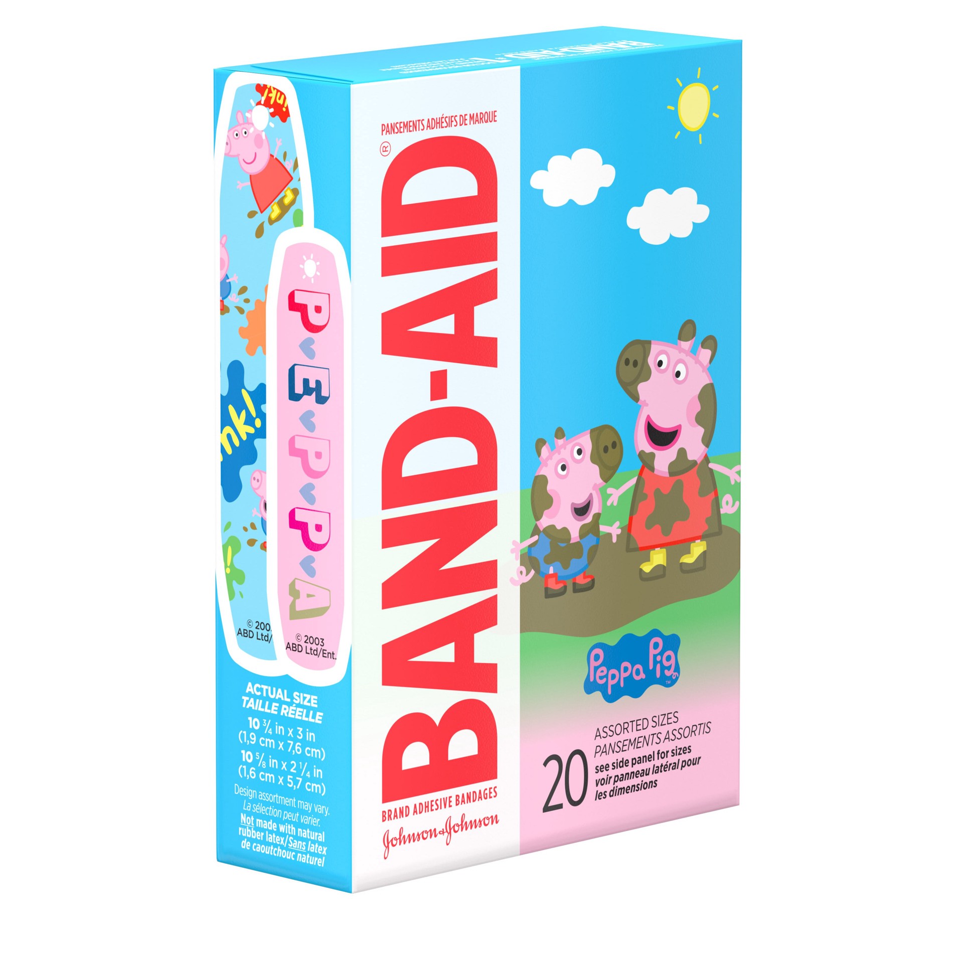slide 8 of 8, BAND-AID Adhesive Bandages for Minor Cuts and Scrapes, Featuring Peppa Pig for Kids, Assorted Sizes 20 ct, 20 ct