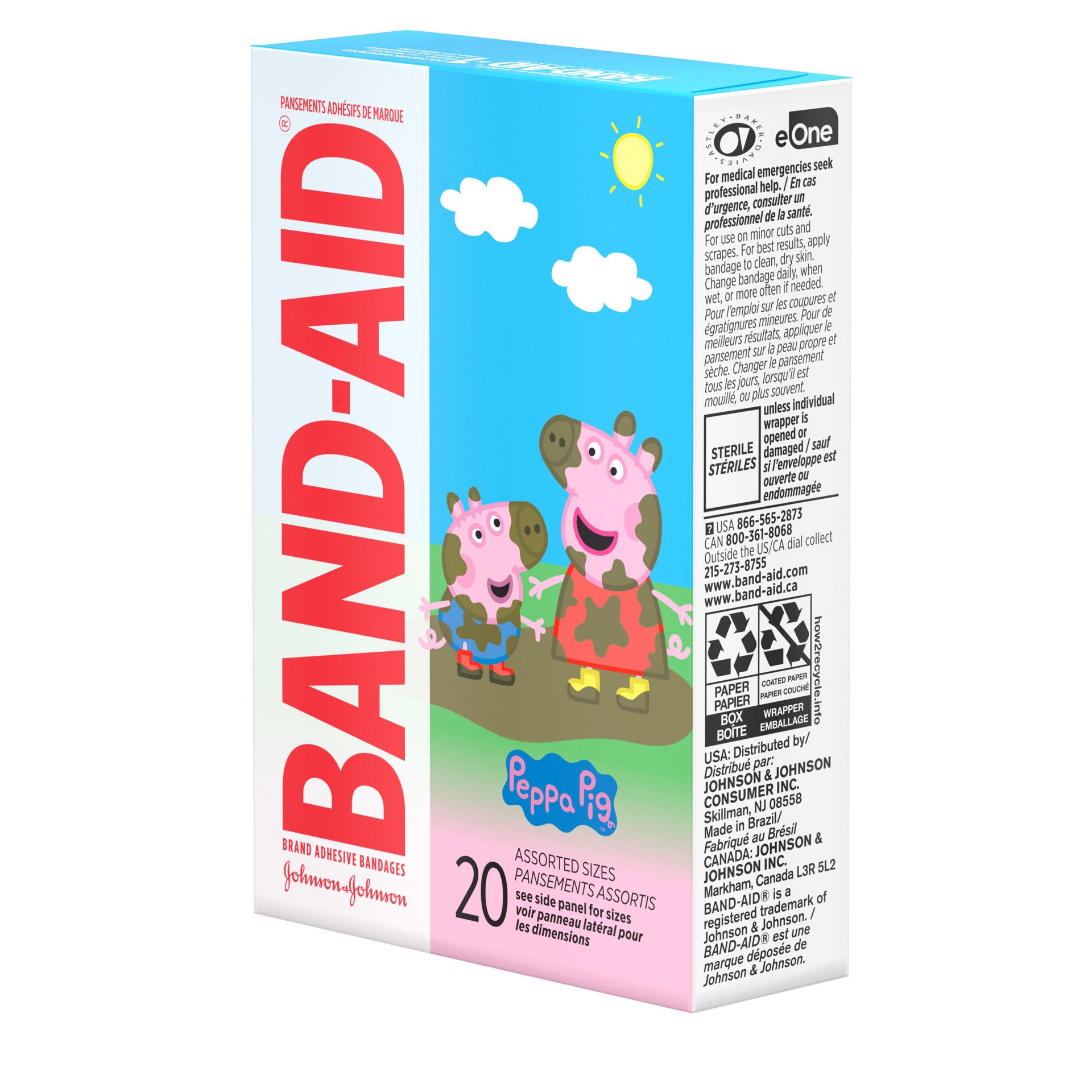 slide 7 of 8, BAND-AID Adhesive Bandages for Minor Cuts and Scrapes, Featuring Peppa Pig for Kids, Assorted Sizes 20 ct, 20 ct