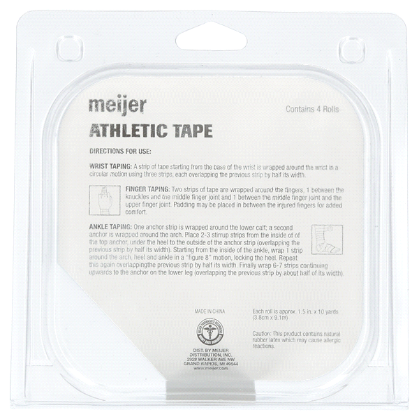 slide 8 of 9, Meijer Athletic Tape Sports Adhesive Rolls, 4 ct