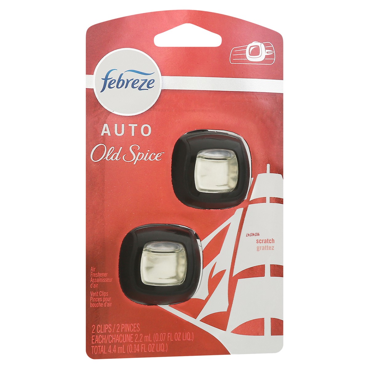 slide 3 of 9, Febreze Auto Vent Clips Old Spice Air Freshener Blister Pack 2 ea, 2 ct