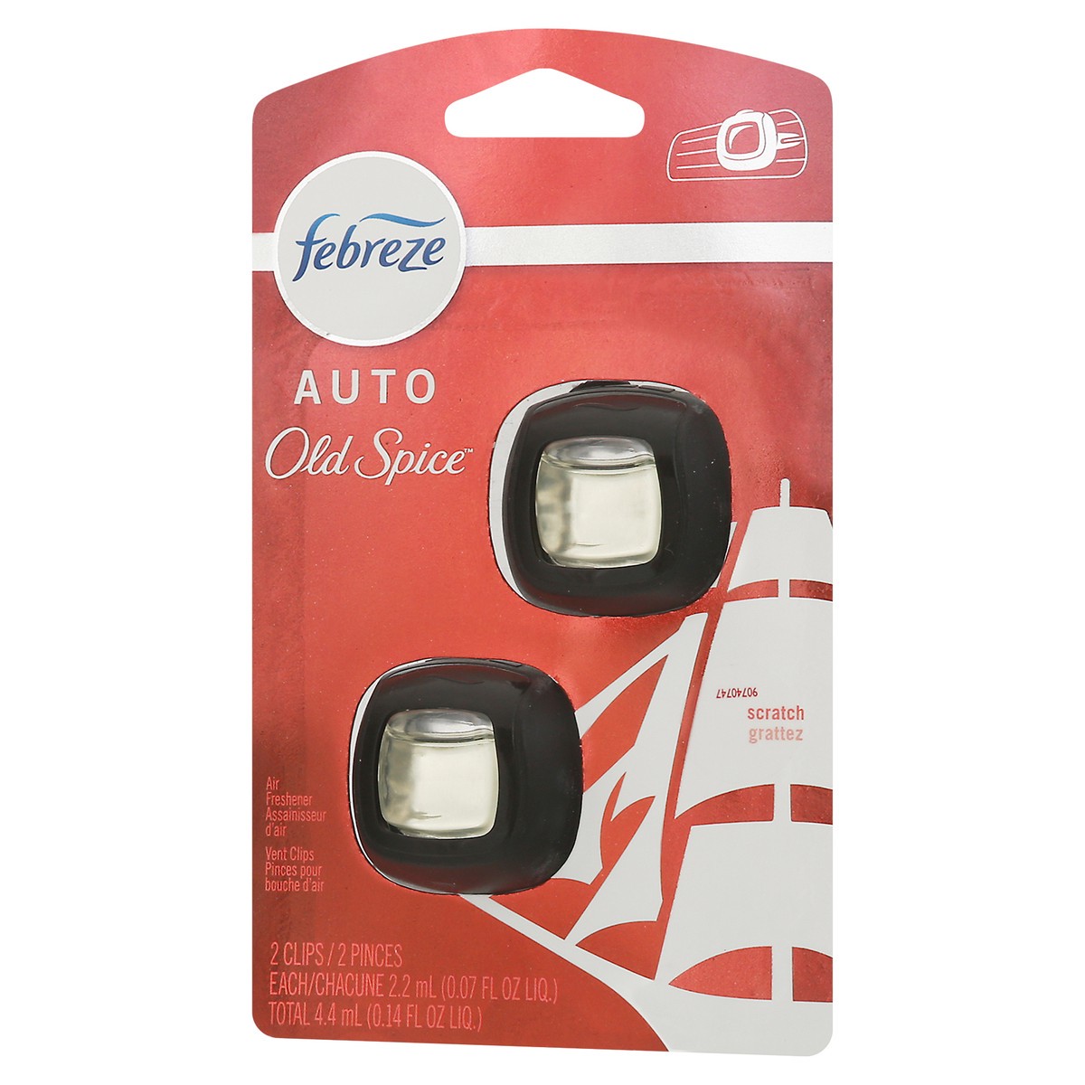 slide 9 of 9, Febreze Auto Vent Clips Old Spice Air Freshener Blister Pack 2 ea, 2 ct