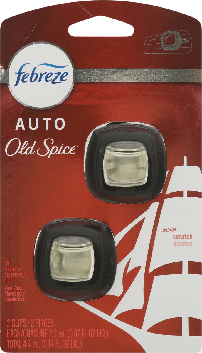 slide 4 of 9, Febreze Auto Vent Clips Old Spice Air Freshener Blister Pack 2 ea, 2 ct