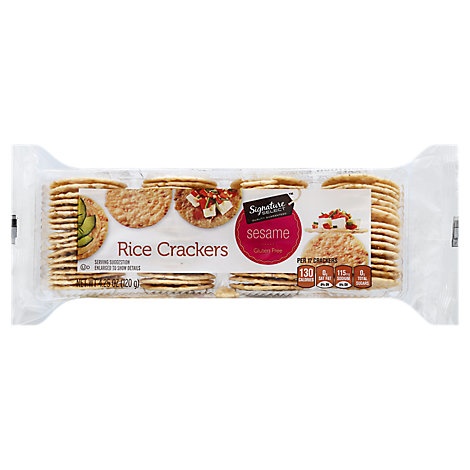 slide 1 of 1, Signature Select Crackers Rice Gluten Free Sesame, 4.25 oz